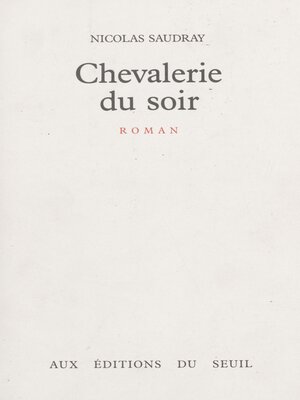 cover image of Chevalerie du soir